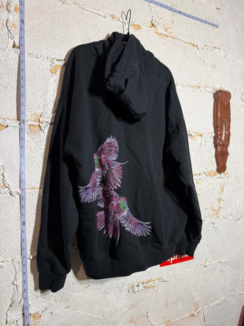 Y-3 Black Bird Graphic Print Oversized Hoodie